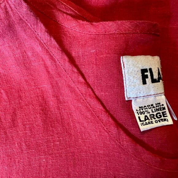 FLAX 100% Linen Watermelon Red Ladies Sleeveless Tank Top - Size L/Large - GUC - Picture 8 of 13